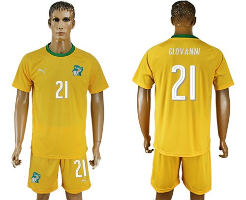 Cote d'lvoire #21 Giovanni Home Soccer Country Jersey